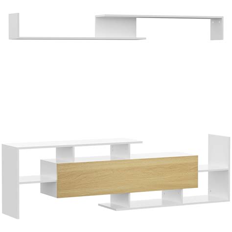 Mueble de salón para TV muebles de TV HOMCOM 153,6x25x42 cm natural ...