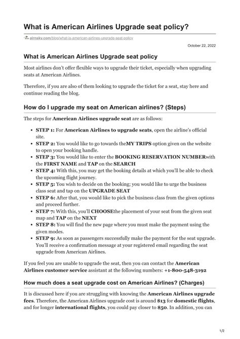 PPT - American Airlines Upgrade seat policy PowerPoint Presentation, free download - ID:11708669