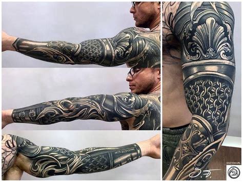 Shoulder armor tattoo Shoulder-armor-tattoo Viking tattoos Norse tattoo 3d tattoos Warrior ...