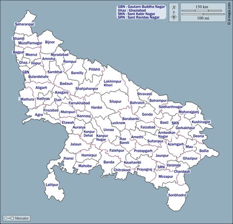 Map Of Uttar Pradesh District