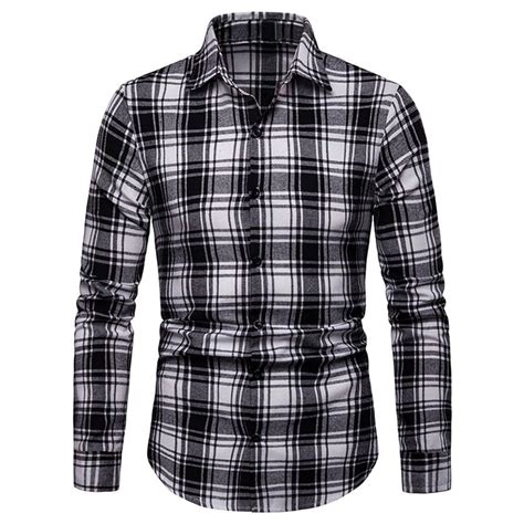 Checkered Shirt Long Sleeve Casual Shirt - Black - 4O07399910 Size M ...