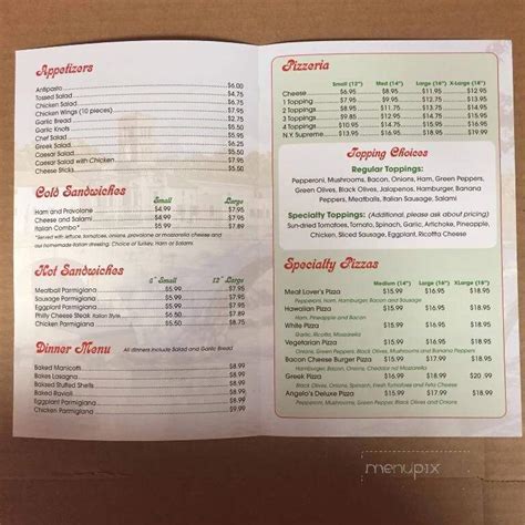 Menu of Angelo's Pizza in Arden, NC 28704