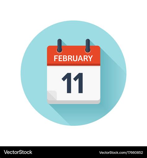 February 11 flat daily calendar icon date Vector Image