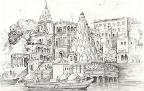 Ganga River Pencil Drawing - bestpencildrawing