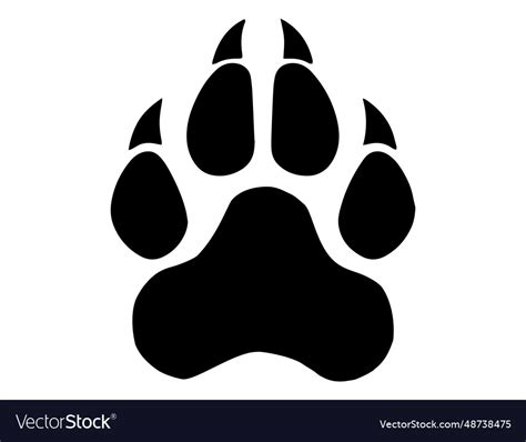 Panther paw silhouette art Royalty Free Vector Image