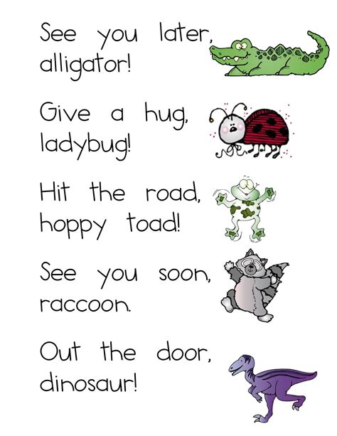 One more rhyme on the way out the door - Helps kids leave with a smile ...