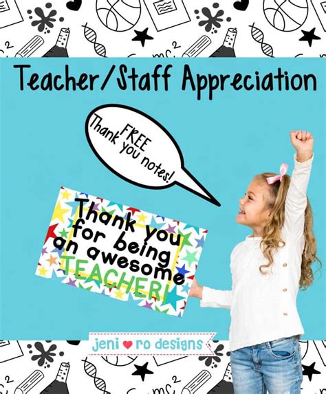 Teacher/Staff Appreciation Thank you notes! FREEbie! • jeni ro designs