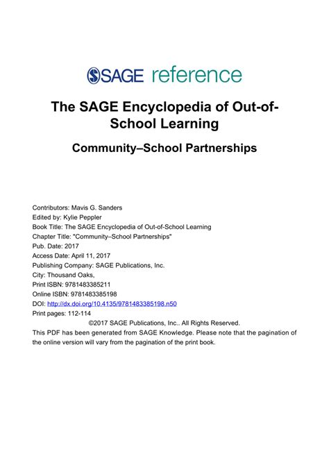 (PDF) Community-School Partnerships