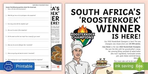 Visual Text Worksheet - The 'Roosterkoek' Champion - Twinkl