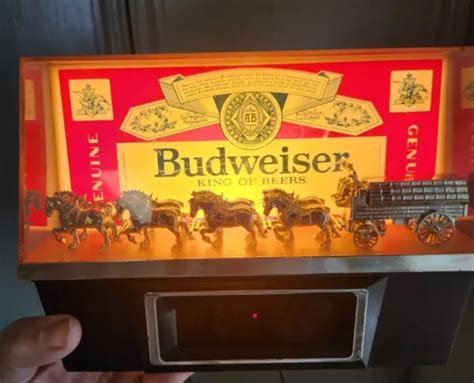 VINTAGE BUDWEISER BEER CASH REGISTER CLOCK LIGHT CLYDESDALE BAR TAVERN ...