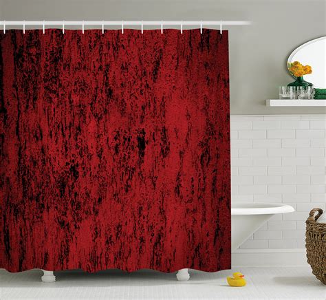 Red and Black Shower Curtain, Artistic Abstract Pattern with Grungy ...