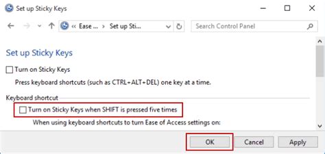 How to Disable Sticky Keys Keyboard Shortcut in Windows 10