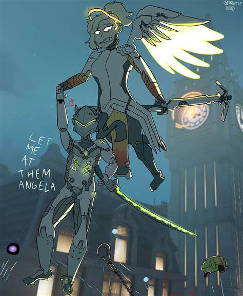 Mercy “carrying” genji art for a friend : r/Overwatch