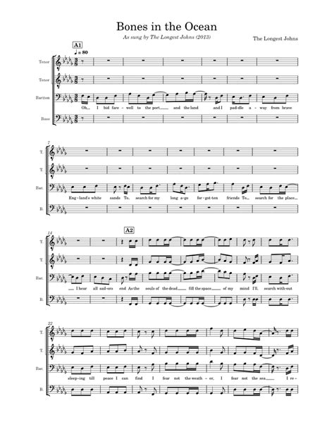 Bones in the Ocean - The Longest Johns Sheet music for Tenor, Bass, Baritone (Men’s Choir ...