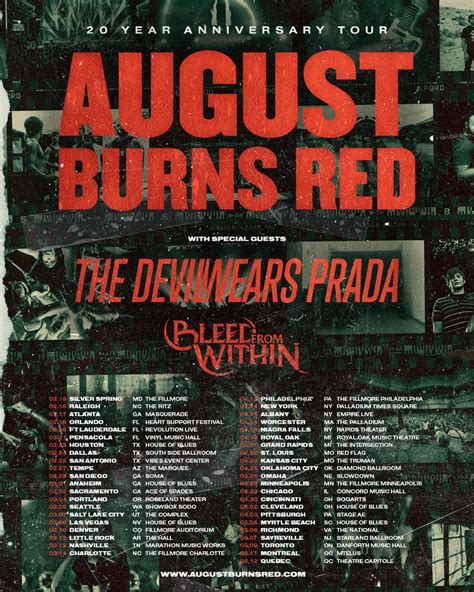 August Burns Red 20-Year Anniversary Tour Set for 2023 – 4/30 At Bogart ...