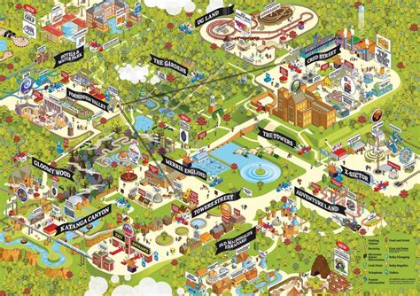 Alton Towers (2007) map, Habbo style | Theme park map, Theme park planning, Map design