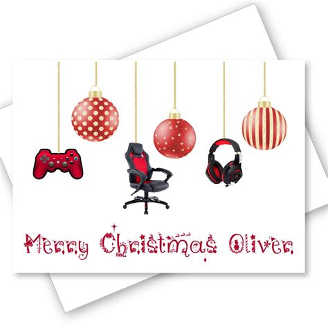 Personalised Christmas Card - Gaming Baubles Xbox Ps5 Gamer ...