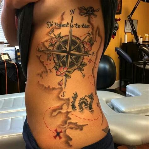 Pin by Mars Jupiter on Nautical Tattoo Mural (back) | Map tattoos, Side tattoos, Girl side tattoos