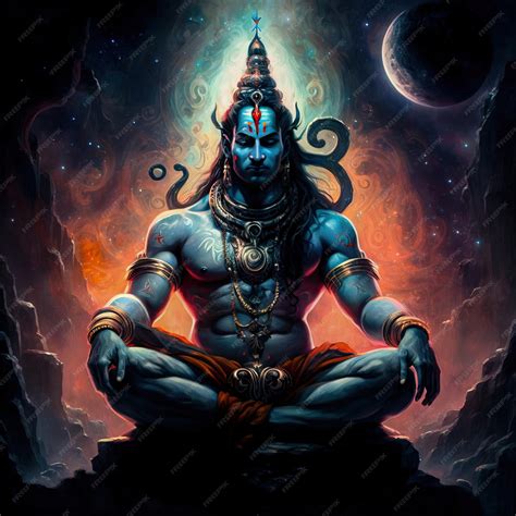 Premium Photo | Lord Shiva Meditating In the Finite Galaxies