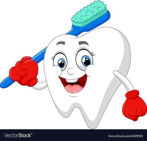 Smiling healthy white tooth cartoon character Vector Image