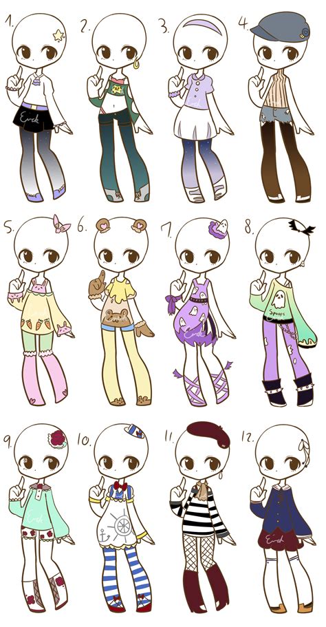 Outfit adopts :CLOSED: | Character design, Chibi drawings, Anime outfits