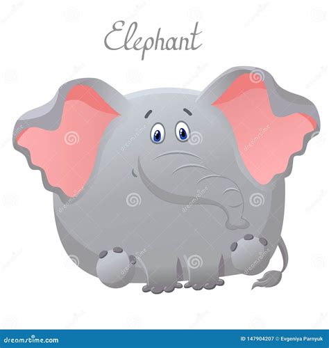 Funny Elephant. Vector Greeting Card with Cute Fat Cartoon Character ...