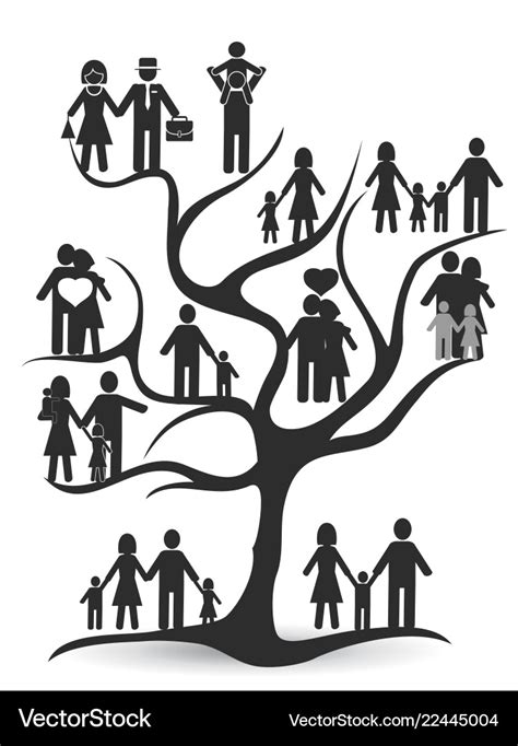 Black family tree Royalty Free Vector Image - VectorStock