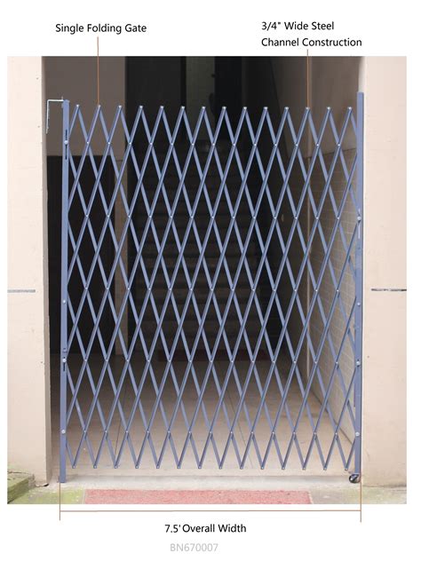 Grey Powder Coating Single Folding Security Gate , Steel Accordion Security Doors