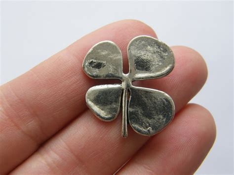 4 Four Leaf Clover Charms Antique Silver Tone L135 - Etsy