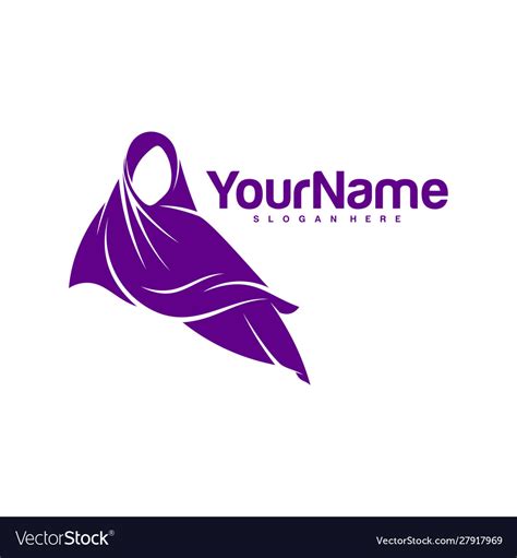 Muslimah hijab logo design template Royalty Free Vector