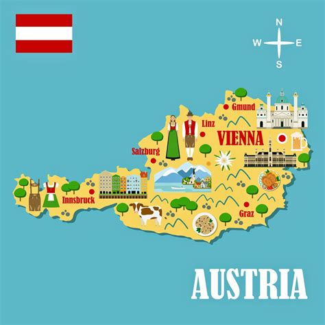 Tourist map of Austria: tourist attractions and monuments of Austria