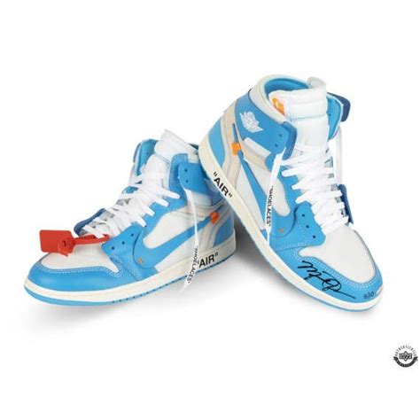 Michael Jordan Autographed Nike Air Jordan 1 Retro High Off-White "UNC" Shoes