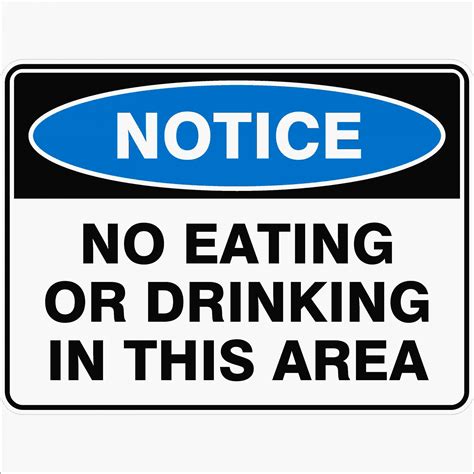 Notice Safety Sign/Stickers - No Eating or Drinking - Southern Cross Industrial Group