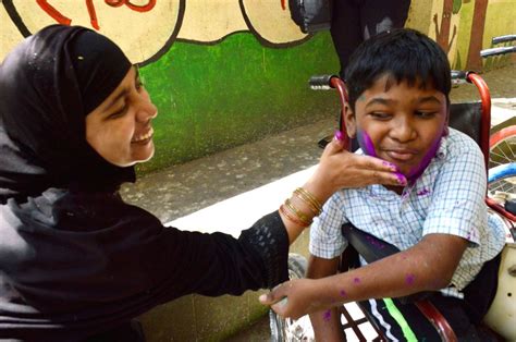 Differently abled children celebrate holi