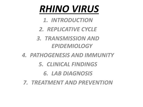 PPT - Rhinovirus by PowerPoint Presentation, free download - ID:3234624