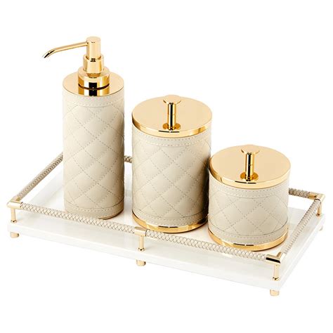 Riviere Vanity bathroom accessories, gold/ivory | artedona.