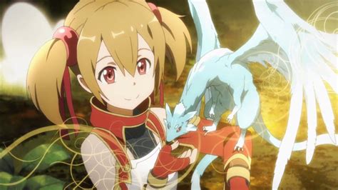 Download caption: Sword Art Online's Silica in action with her dragon Pina Wallpaper ...