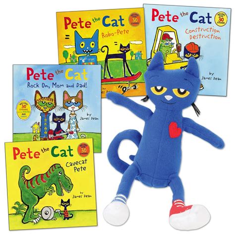 Pete the Cat Doll and 4 Paperback Books