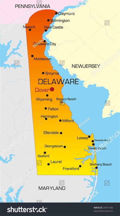 Vector Color Map Delaware State Usa Stock Vector 25911646 - Shutterstock