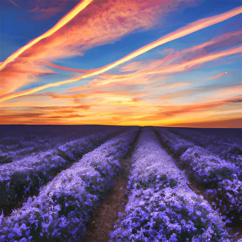 Field of Lavender at Sunrise · Creative Fabrica