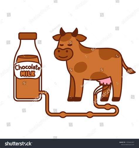 Cute Cartoon Brown Cow Giving Chocolate Stock Vector (Royalty Free) 1335642407 | Shutterstock