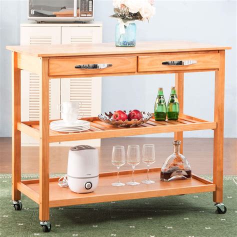 LENTIA 3-Tier Rolling Kitchen Cart with 4 Lockable Wheels, 2 Drawers & Shelves Storage Shelf ...