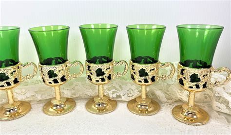 Vintage Aperitif Glasses Set of 6 Encased in Ornate Gold - Etsy