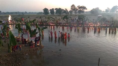 Chhathpooja in Bihar on the River of Kankai Editorial Stock Photo ...