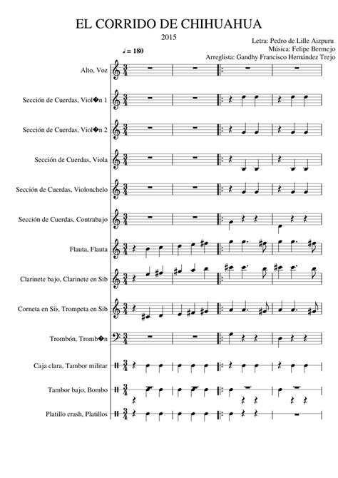 EL CORRIDO DE CHIHUAHUA Sheet music for Trombone, Alto, Cornet, Flute & more instruments (Mixed ...