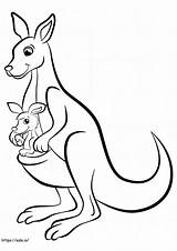 Simple Mother And Baby Kangaroo coloring Page sketch template