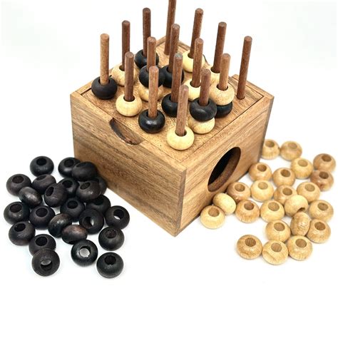 Four In A Row 3D - Wooden Strategy Game-122V