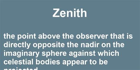 Zenith in a Sentence – 42 Real Example Sentences