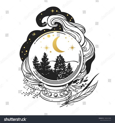 Magic Crystal Ball Vector Hand Drawn Stock Vector (Royalty Free ...