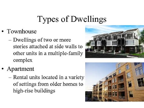 Housing Options Types of Dwellings Single